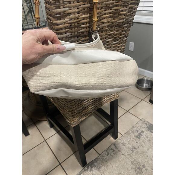 Ann Taylor Loft Bamboo Handle Woven Purse w/natural, Tan Vintage LOFT​​ - Picture 4 of 6